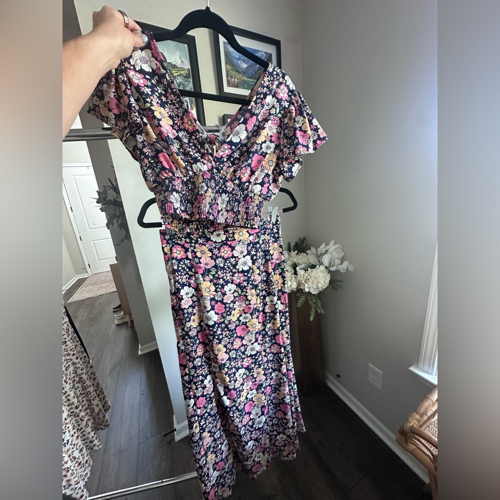 Floral Print Women's Two Piece Skirt Set